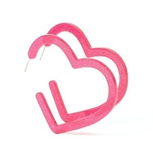 Paparazzi Heart Throb Hot Pink Sparkle Large Heart Earrings